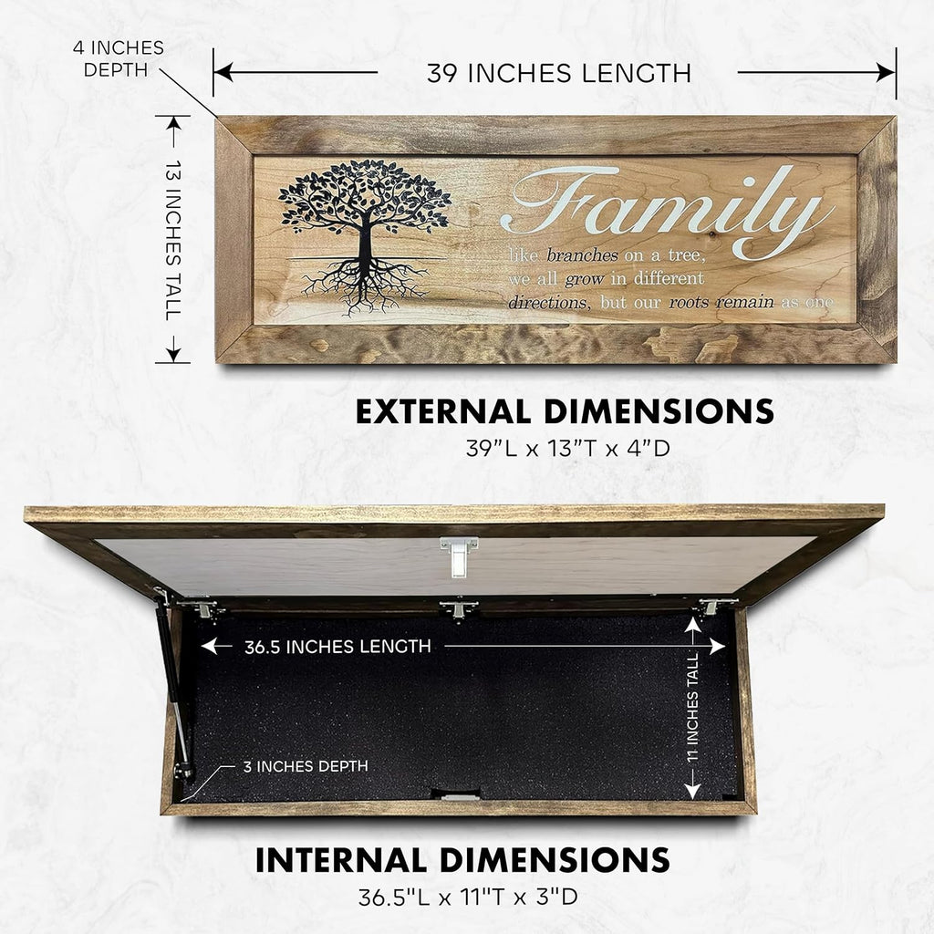 Large Hidden Gun Storage Cabinet with Family Tree Design
