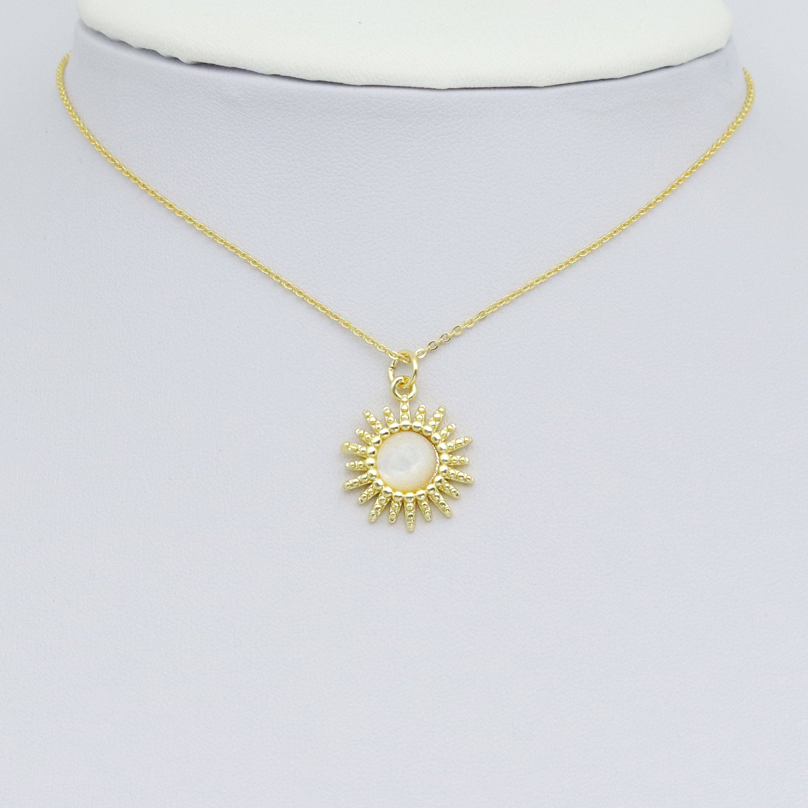 Opal Stone Sun Flower Shape Charm Pendant, Sku#LX751