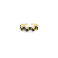 Black White CZ Baguette CZ Adjustable Ring,Sku#Y882