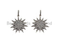 CZ Micro Pave North Star Pendant, Antique Silver Tone,  27x29mm,sku#F997C
