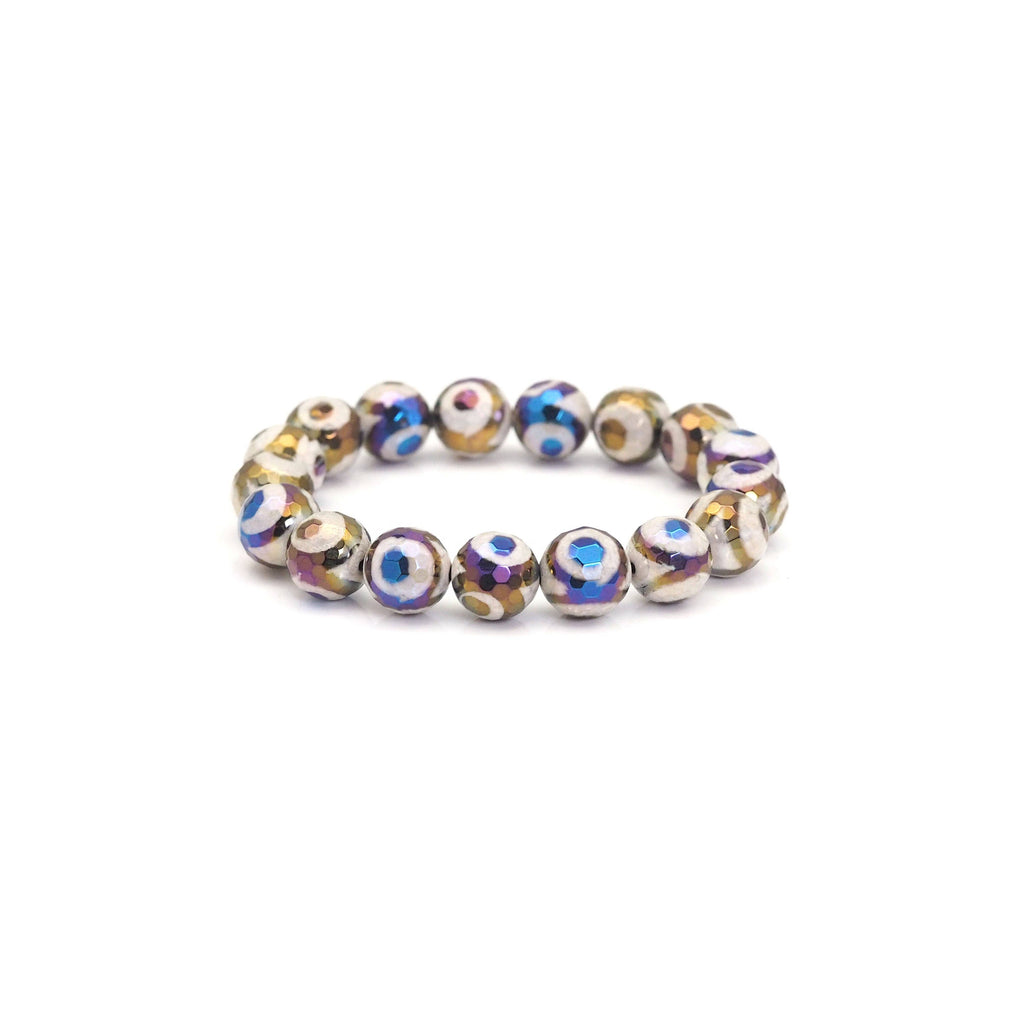 AB Mystic Evil Eye Agate Stretchy Bracelet, Sku#EF424
