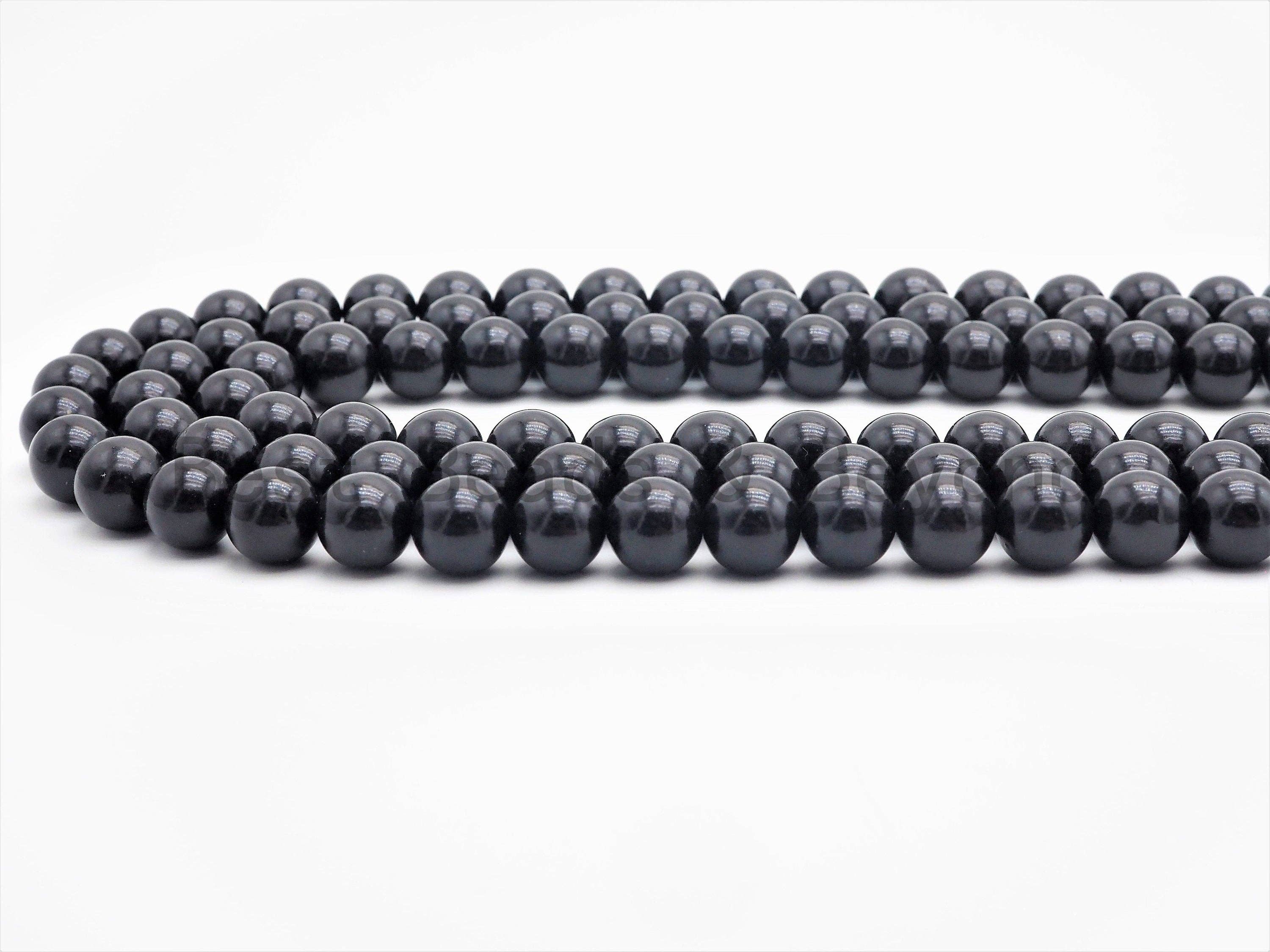 Quality Natural Jet Beads, 4mm/6mm/8mm/10mm/12mm/16mm Black Round Smooth Gemstone Beads, Black Jet Beads, 15.5inch full strand, SKU#U400