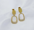 Gold Trapezoid Dangle Earrings, Sku#ZX62
