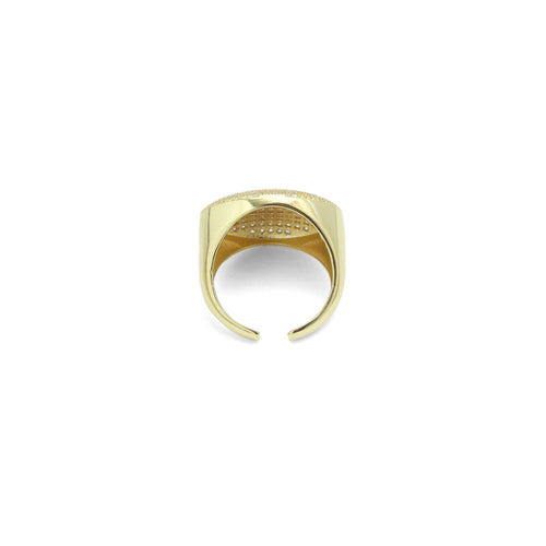 Gold Clear CZ Oval Statement Adjustable Ring, Sku#Y955