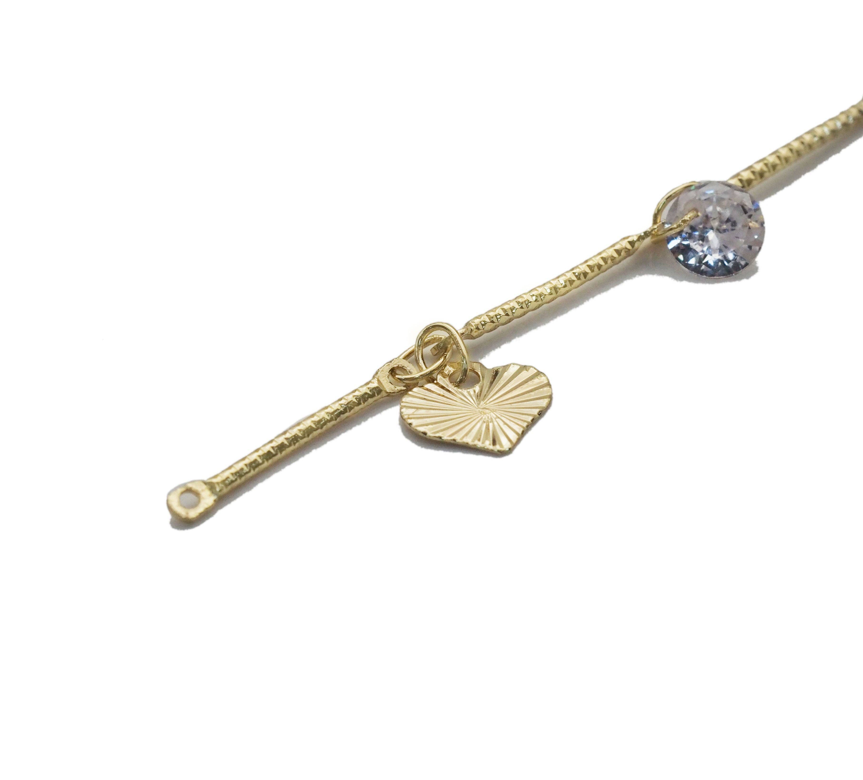 Gold Filled Mixed Drop cubic zirconia Heart Dainty Chain Necklace Chain, sku#LS17