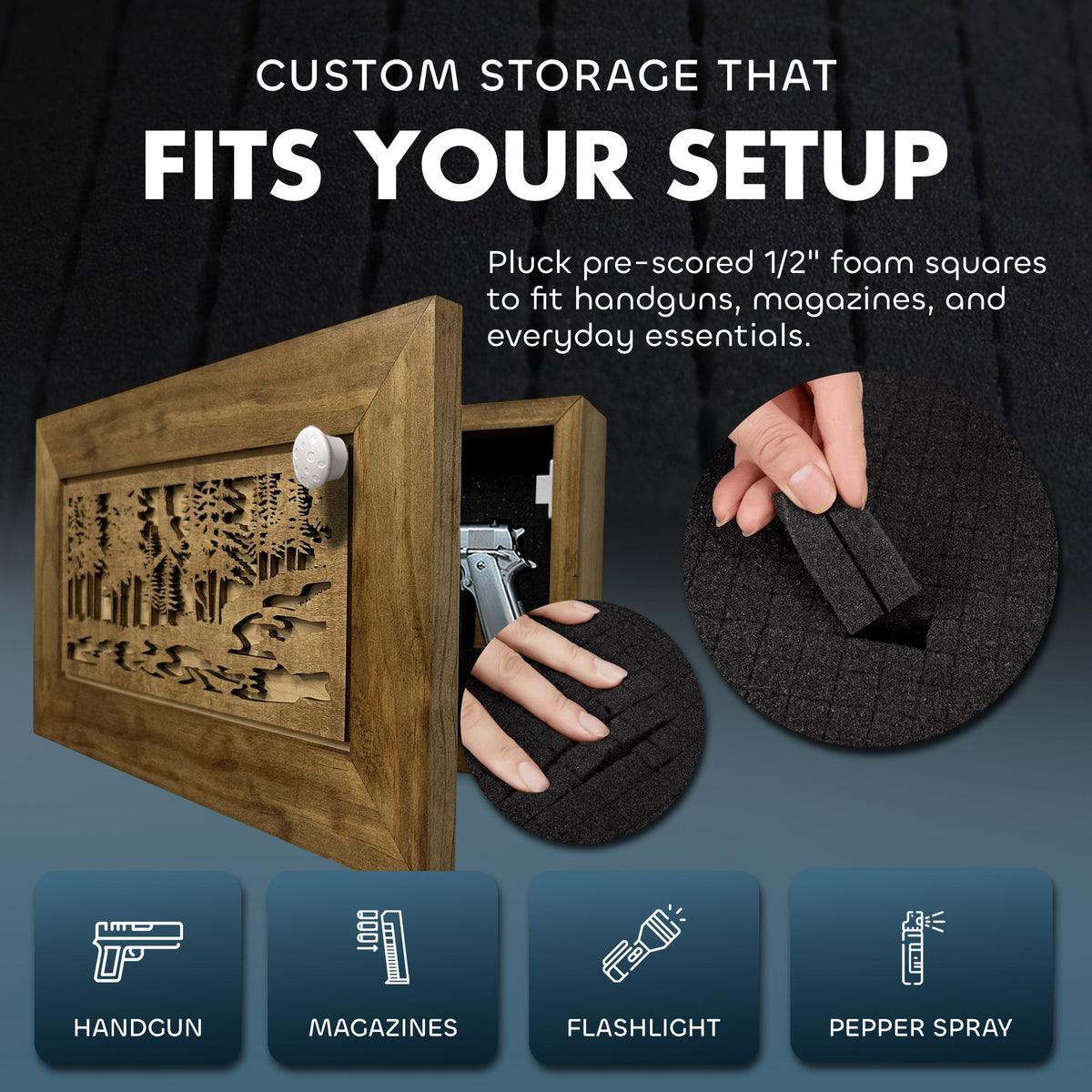 Home Self Defense Secure Storage Cabinet Outdoor Nature Scene with Stream and Eagle