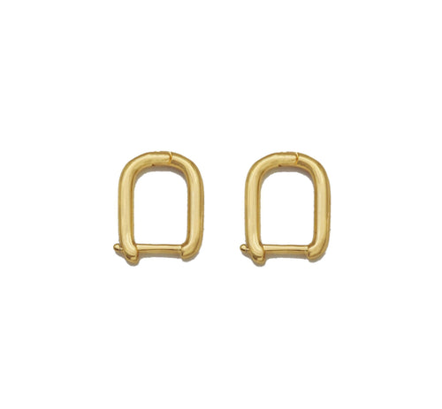 Gold Rectangle Hoop Earring, Sku#LX184