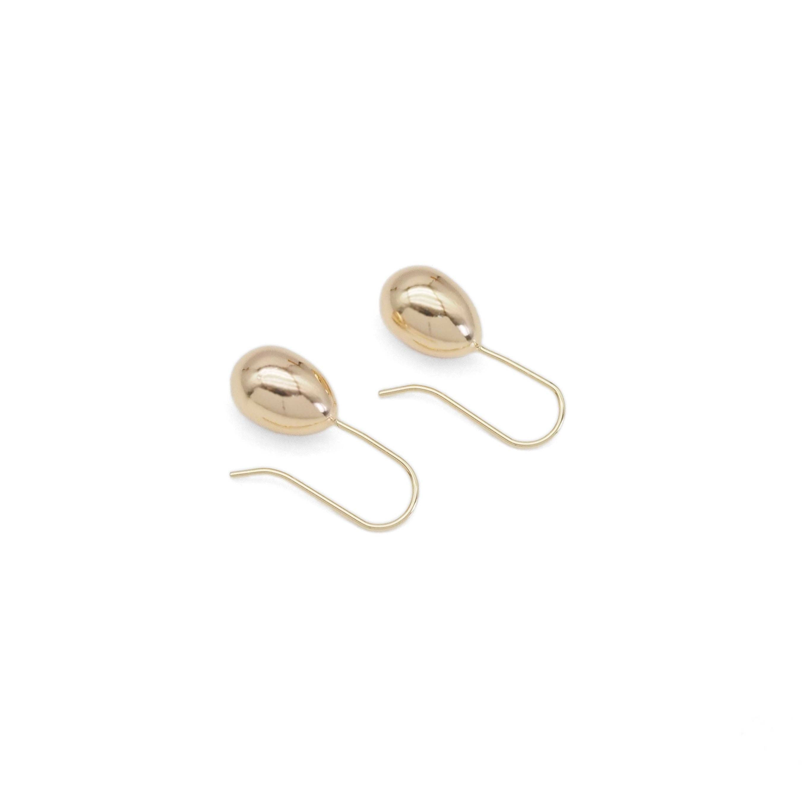 Gold Egg Shape Dangle Earrings, Sku#ZX142