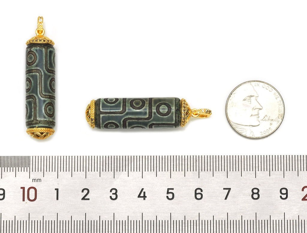 CZ Tibetan Agate Pendant, Sku#EF120