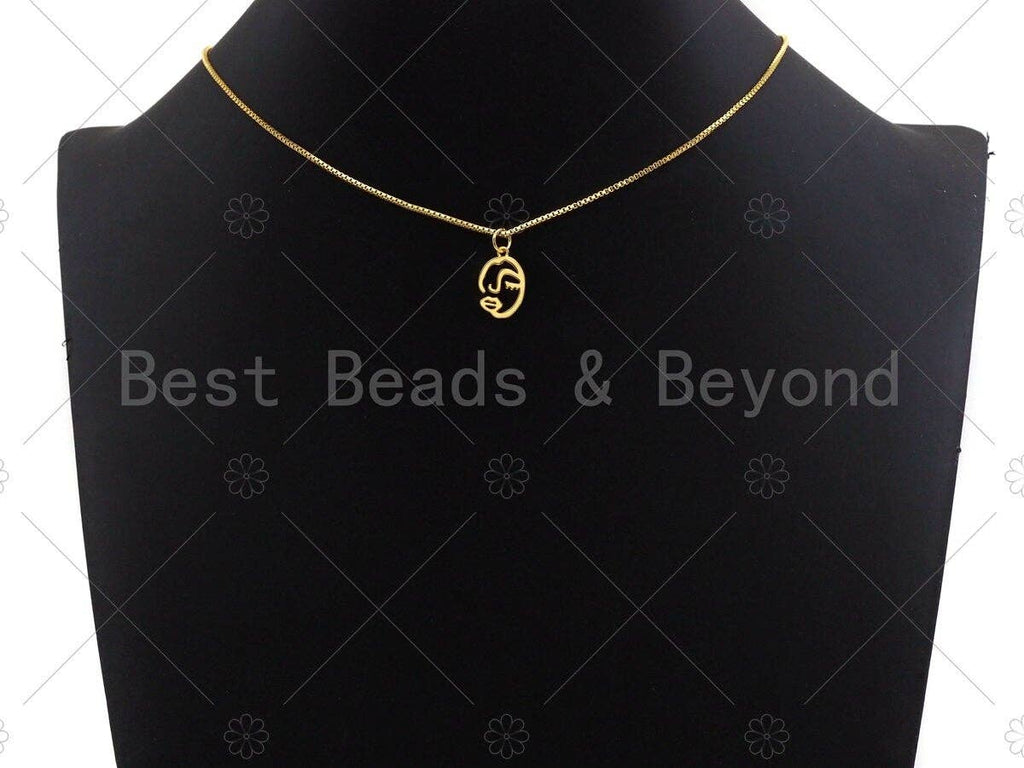 CZ Micro Pave Abstract face Shape Pendant/Charm, Picasso style Face Cubic Zirconia Pendant, Silver/Gold/Rose Gold Tone, 10x15mm, Sku#Y265