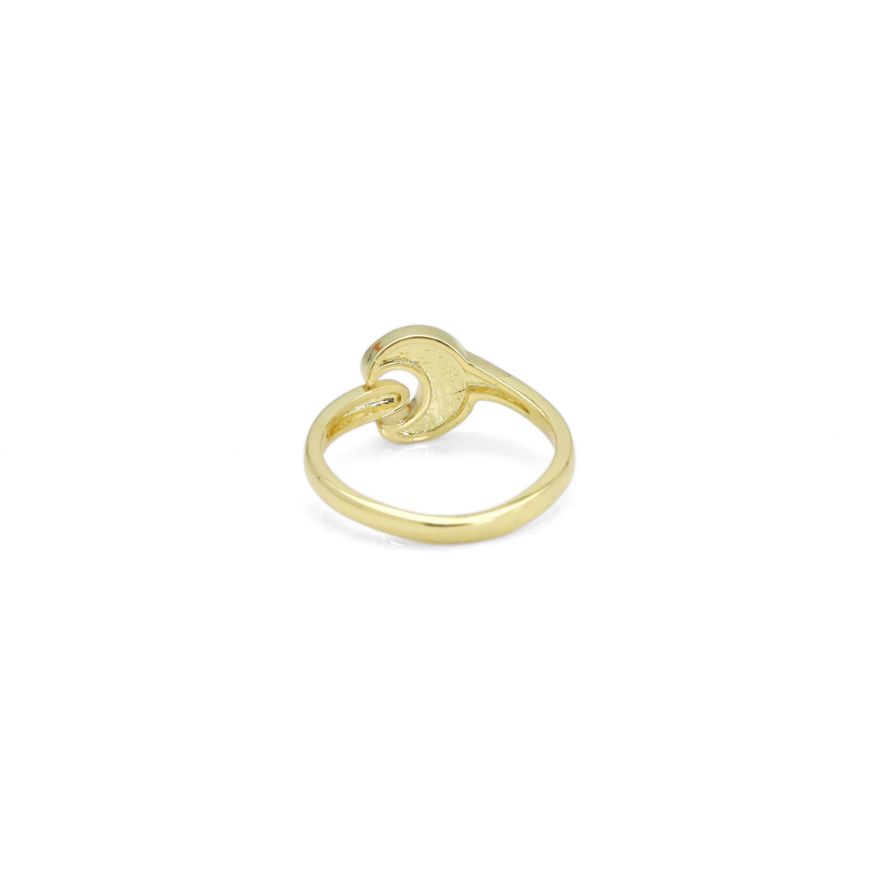 Mother of Pearl Cresent Moon Adjustable Ring, Sku#LX477