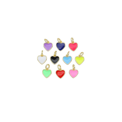 Colorful Enamel Gold Heart Charm, Sku#ML74c