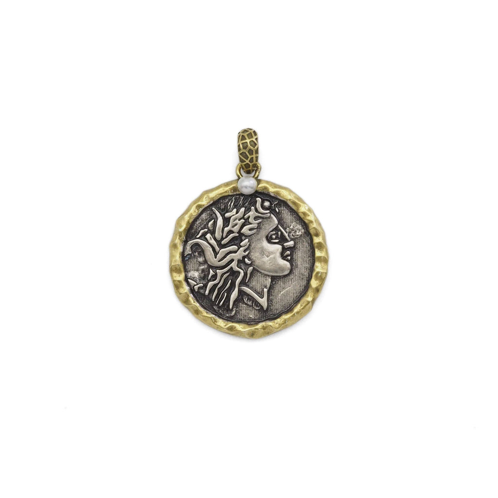 Double-sided Antique Ancient Coin Charm, Sku#Y887