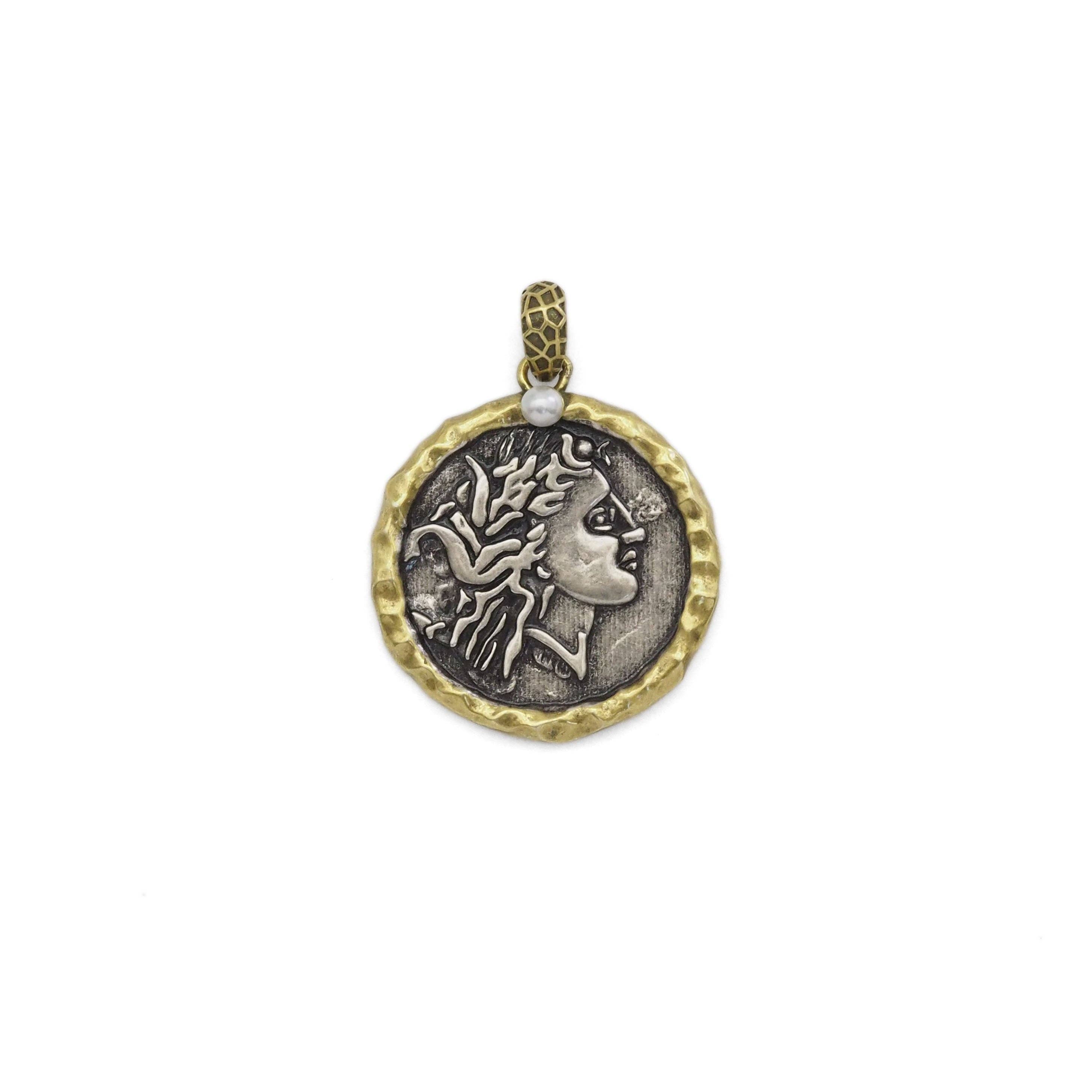 Double-sided Antique Ancient Coin Charm, Sku#Y887