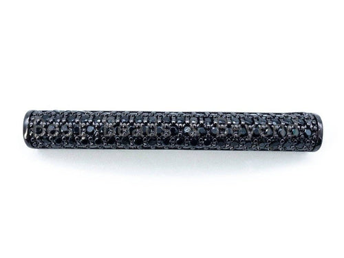 Black CZ Micro Pave Curved Tube, Spacer Tube for 2mm leather Cord Finding, Gold/Silver/Rose Gold/Gunmental, 37x5mm, sku#M70