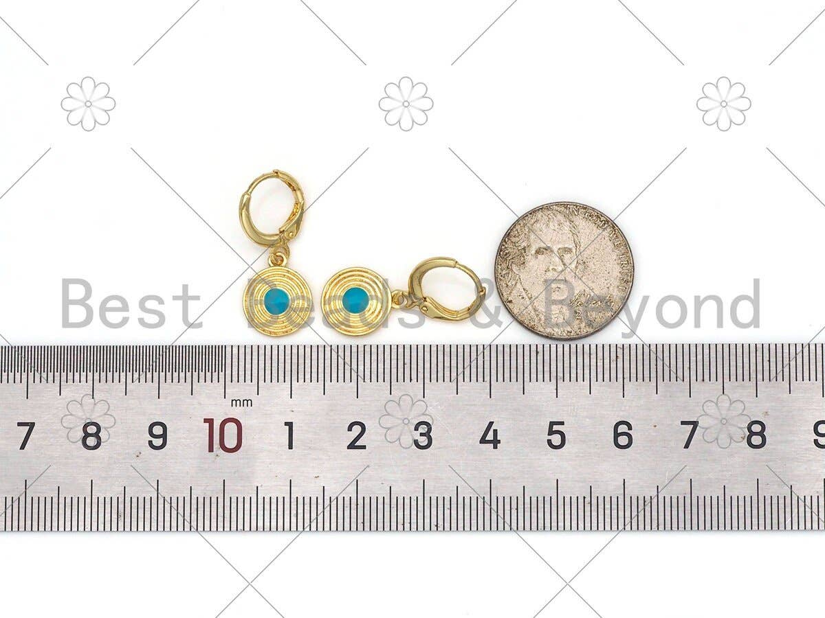 Enamel Dartboard Huggie Earring, Sku#O81C
