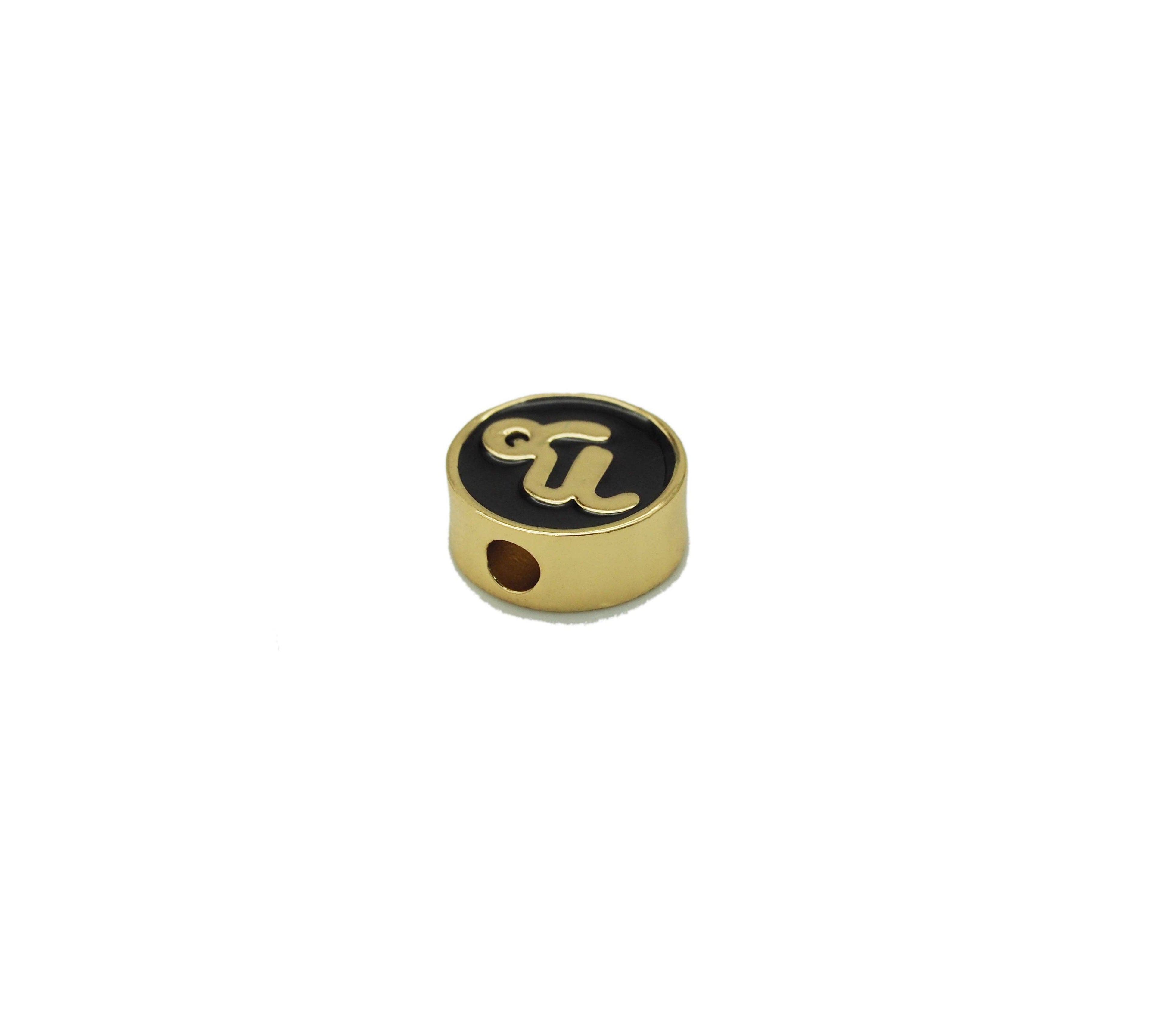 Gold Enamel Twelve Constellations Round Coin Spacer Beads, Sku#G434