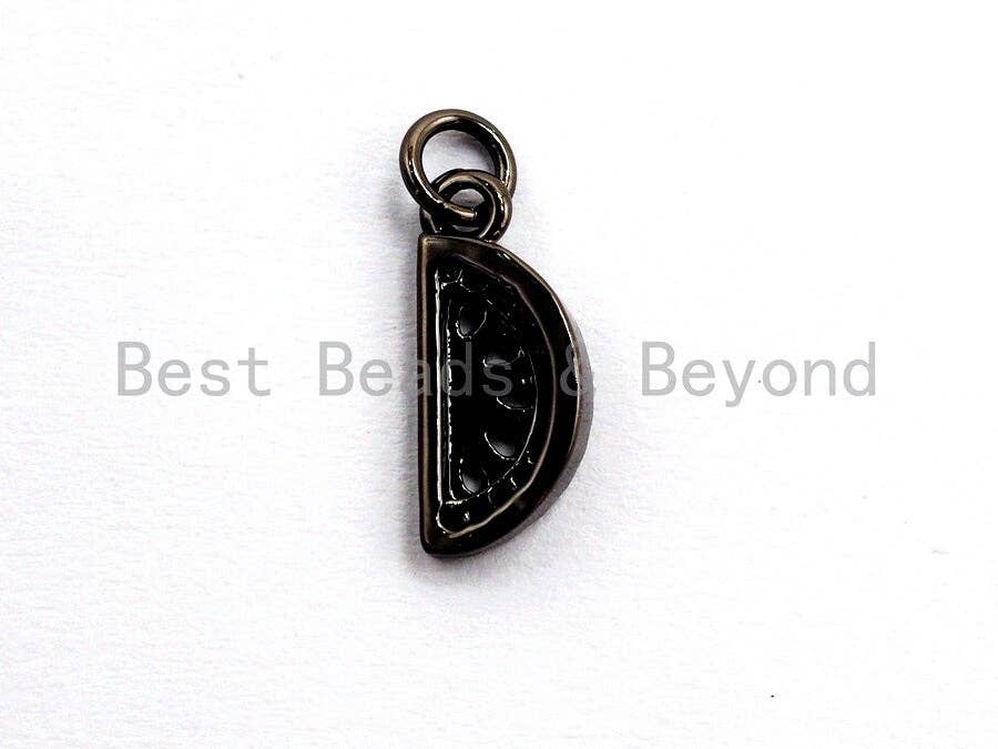 Green CZ Micro Pave Watermelon Slice Charm, Cubic Zirconia Pave Fruit Pendant/Charm, Micro Pave Watermelon Charm, 5x12mm, sku#Y141