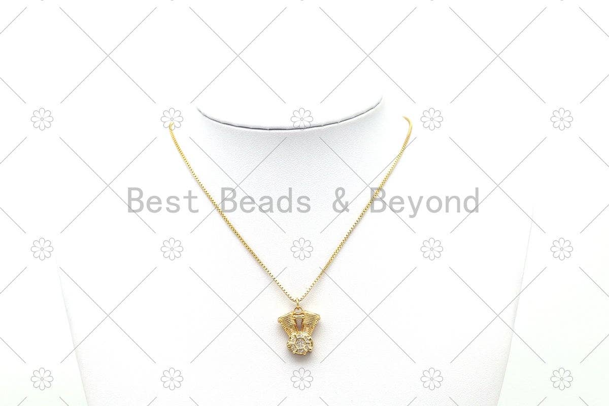 CZ Micro Pave Hand Grip Shape Pendant, Silver/Gold/Black Grip Strength Device Charm, Necklace Bracelet Charm Pendant, Sku#Y547