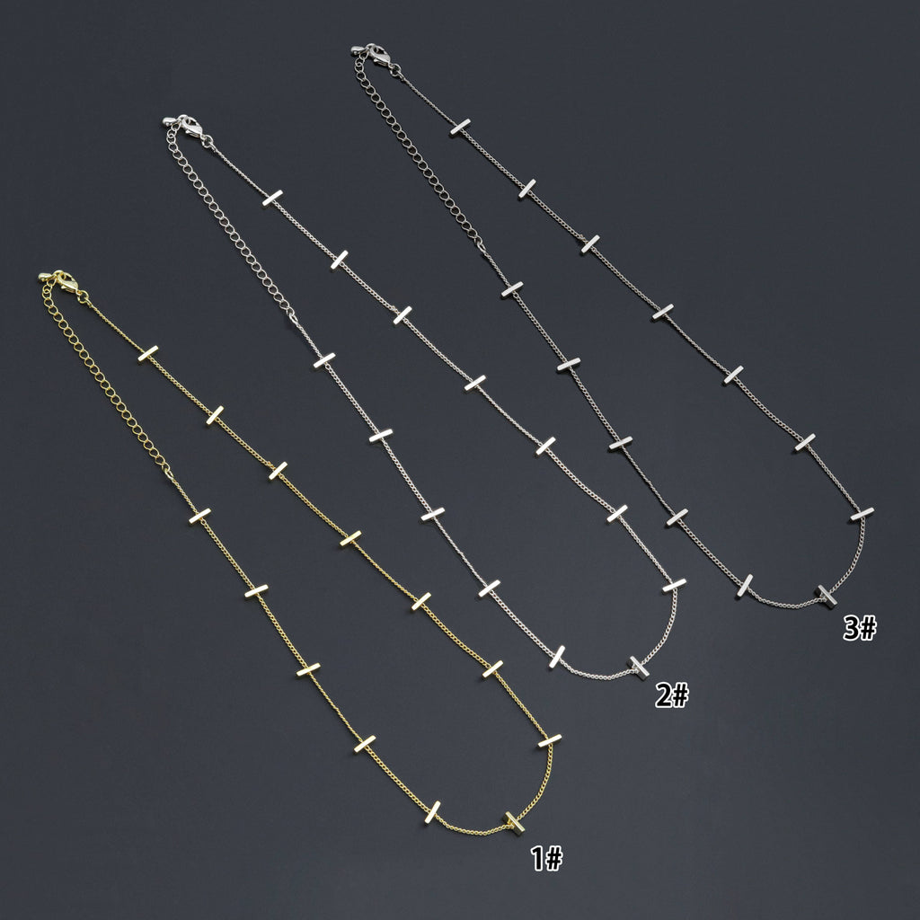 Gold bar Chain Necklace, Sku#LX703