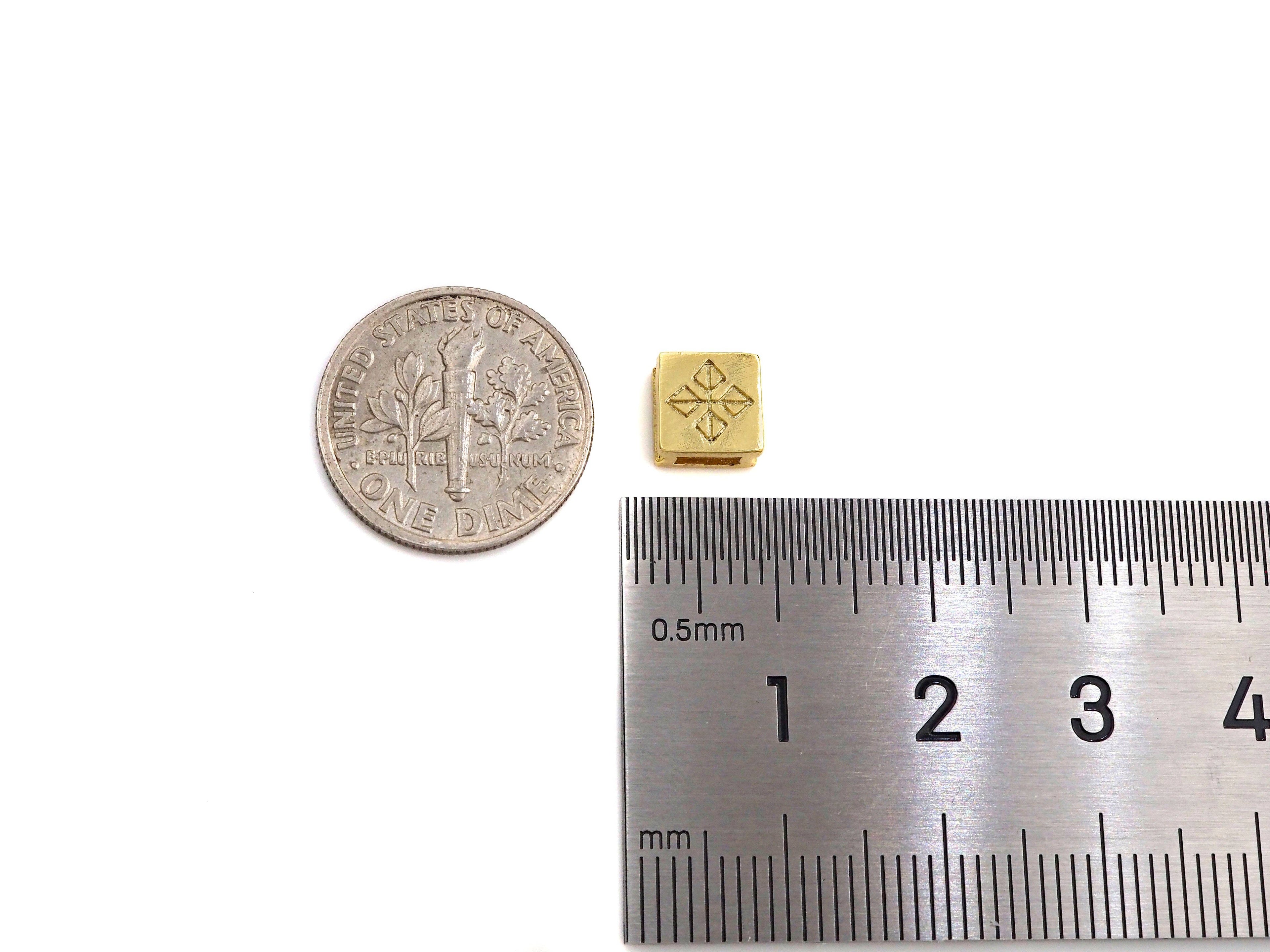 Gold Square Spacer Beads, Sku#Z1092