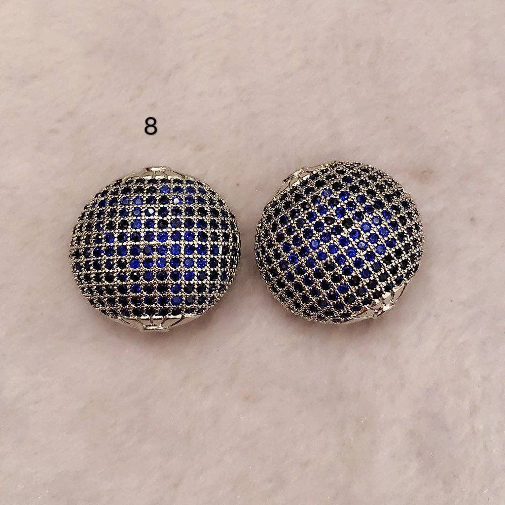 24mm LARGE Colored CZ Micro Pave Oval Beads, Focal Beads, CZ Pave Beads, Bronze/Green/Fuchsia/Cobalt Blue/Purple, Sku#GG12