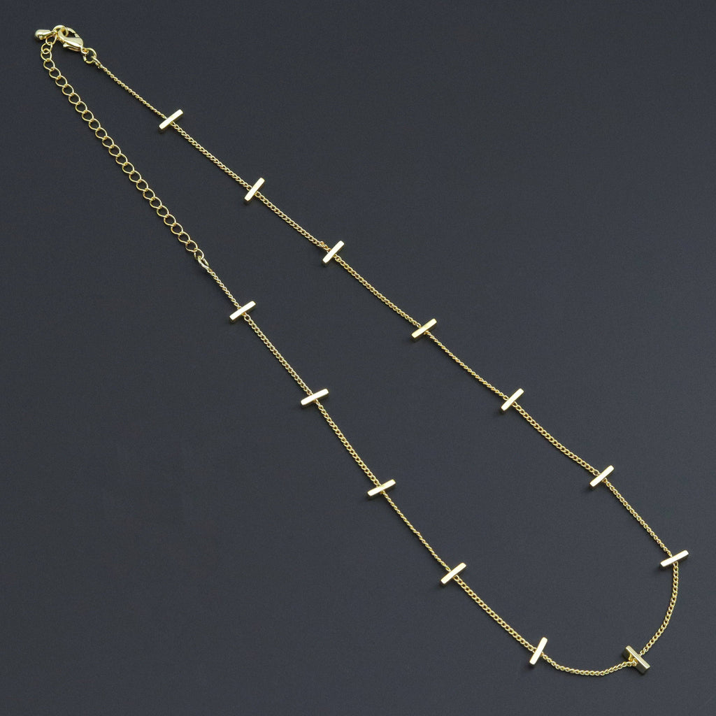 Gold bar Chain Necklace, Sku#LX703