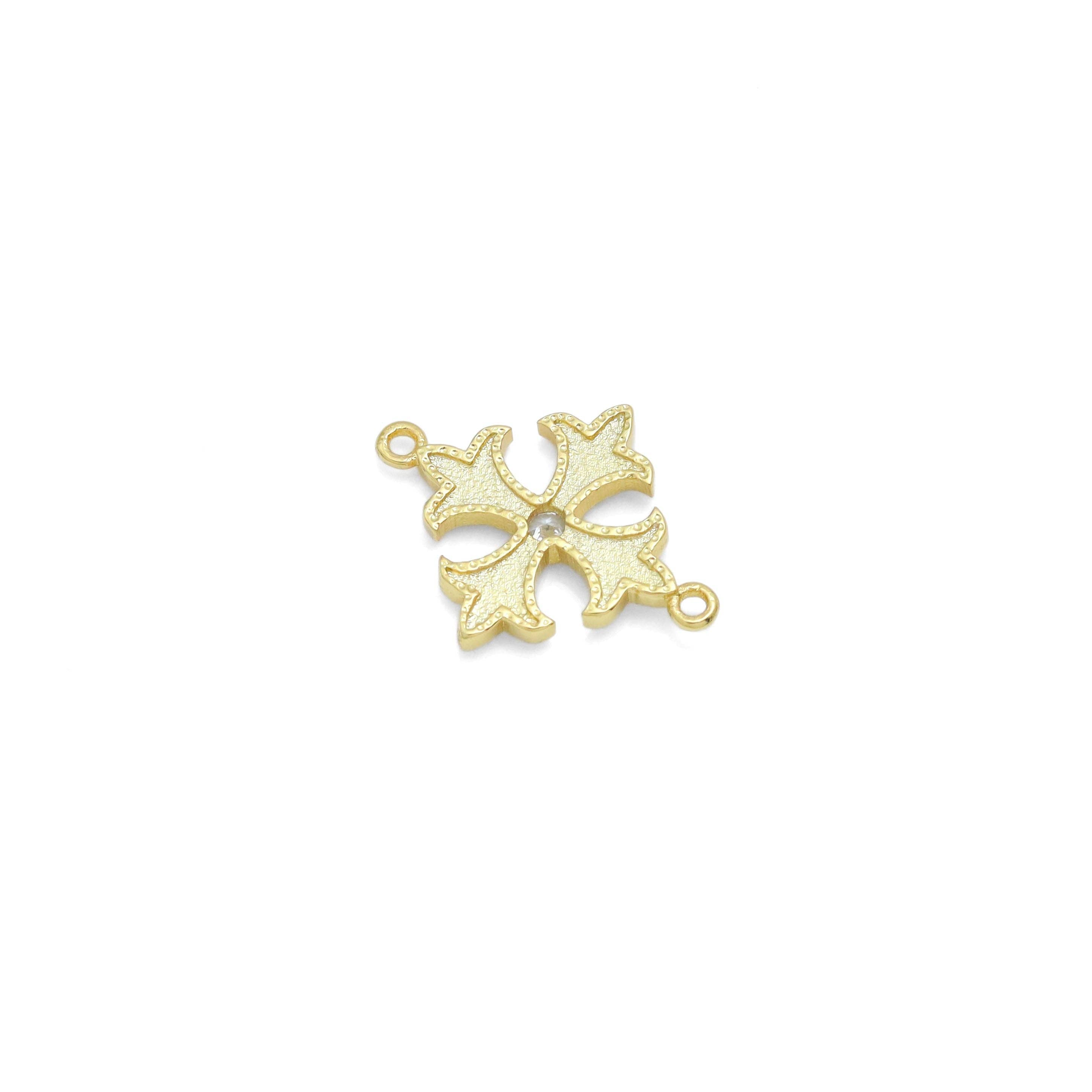 Mother of Pearl Flower Cross Connector Charm Pendant, Sku#WL