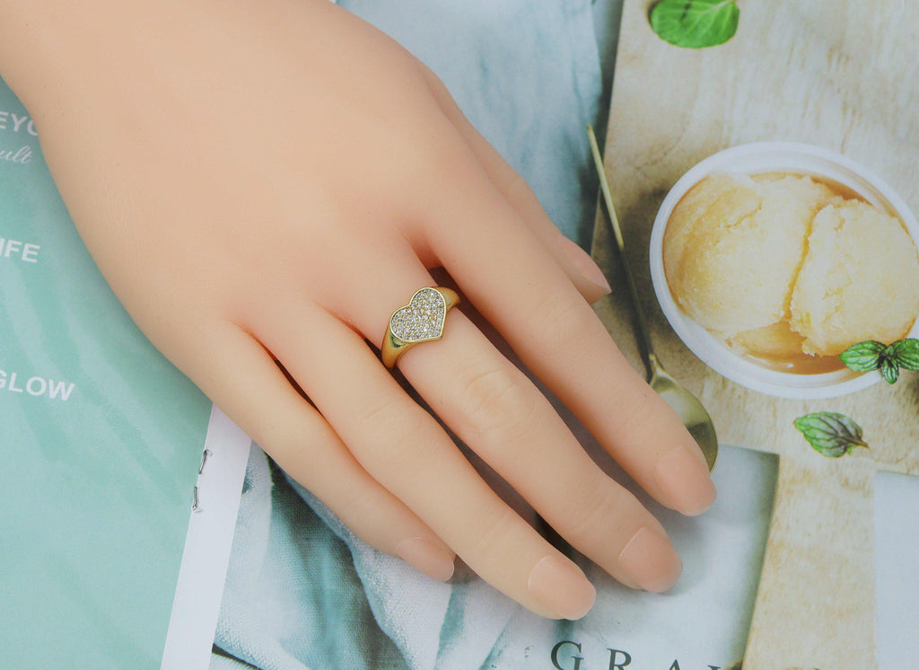 CZ Heart Ring,Sku#O90