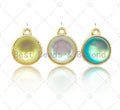 Manmade Moonstone Pendant/Charm, Blue/White/Yellow Gold Tone Pendant, Gold Charm Jewelry, 10x12mm, Sku#Y349