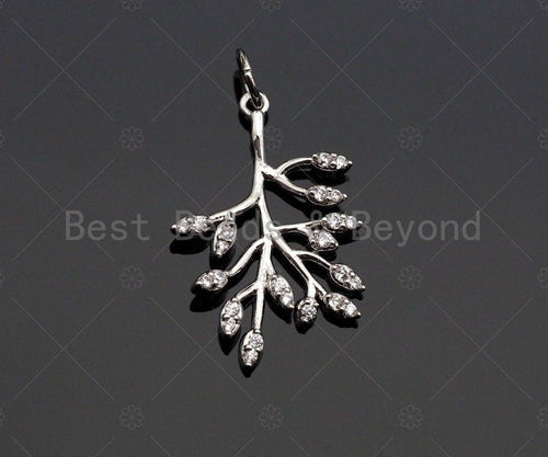 Clear CZ Micro Pave Life Tree Shape Pendant,Cubic Zirconia Tree Charm,Gold/Silver/Rose Gold Tone,15x22mm,Sku#Y347