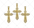 CZ Micro Pave Jesus On Cross Pendant/Charm,Cubic Zirconia Charm, Necklace Bracelet Charm Pendant,19x30mm, Sku#JL15