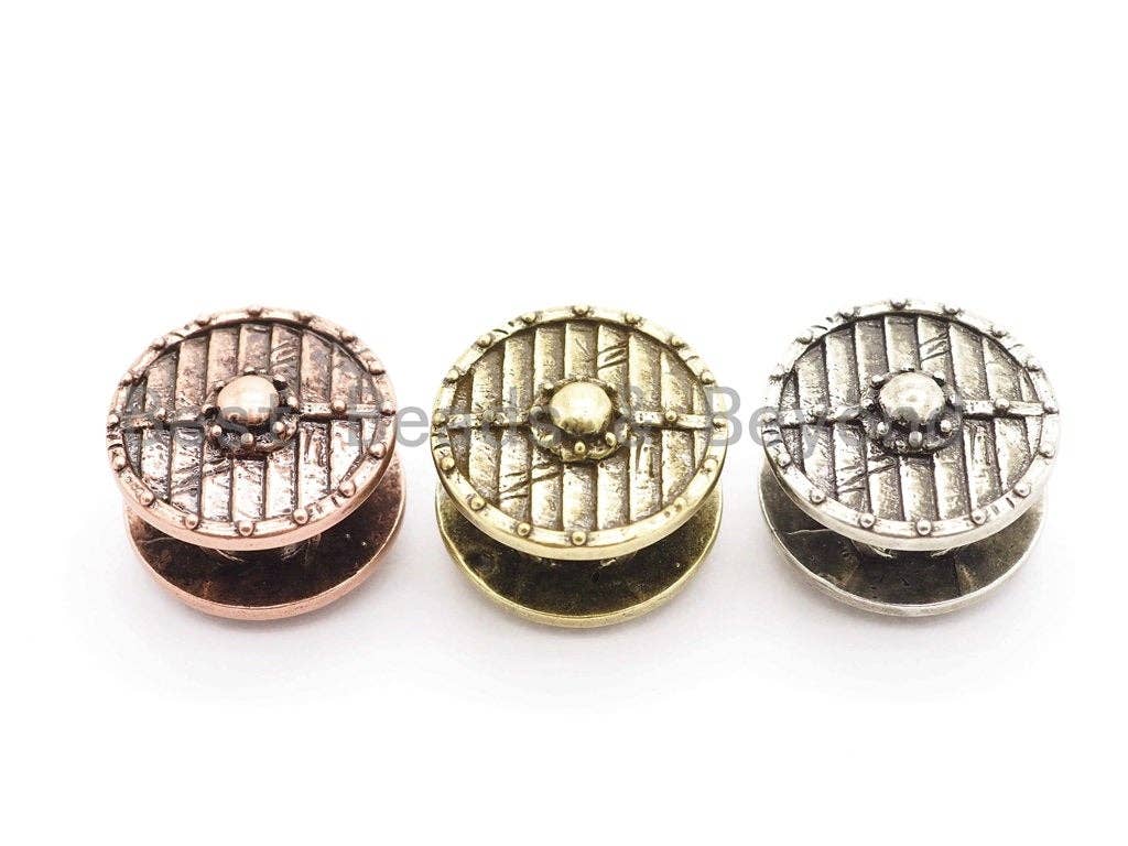 Antique Style Shield Button Beads, Paracord Survival Bracelet Button Spacer Beads,  Men's Jewelry Findings,15x21mm,sku#Y122