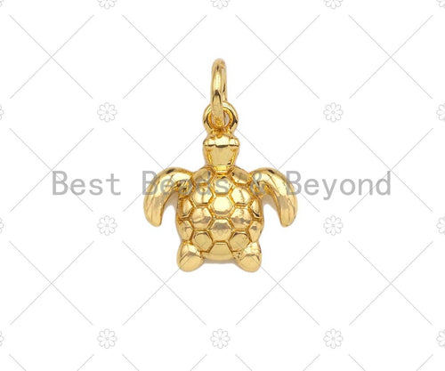 18k Dainty Gold Turtle Shape Pendant/Charm,Cute Turtle Charm, Necklace Bracelet Charm Pendant,11x13mm, Sku#Y401