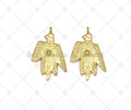 Eagle with Clear CZ Eye Hand Shape Pendant, 18K Gold Filled Flat Eagle Charm,Necklace Bracelet Charm Pendant,18x29mm, Sku#Y513