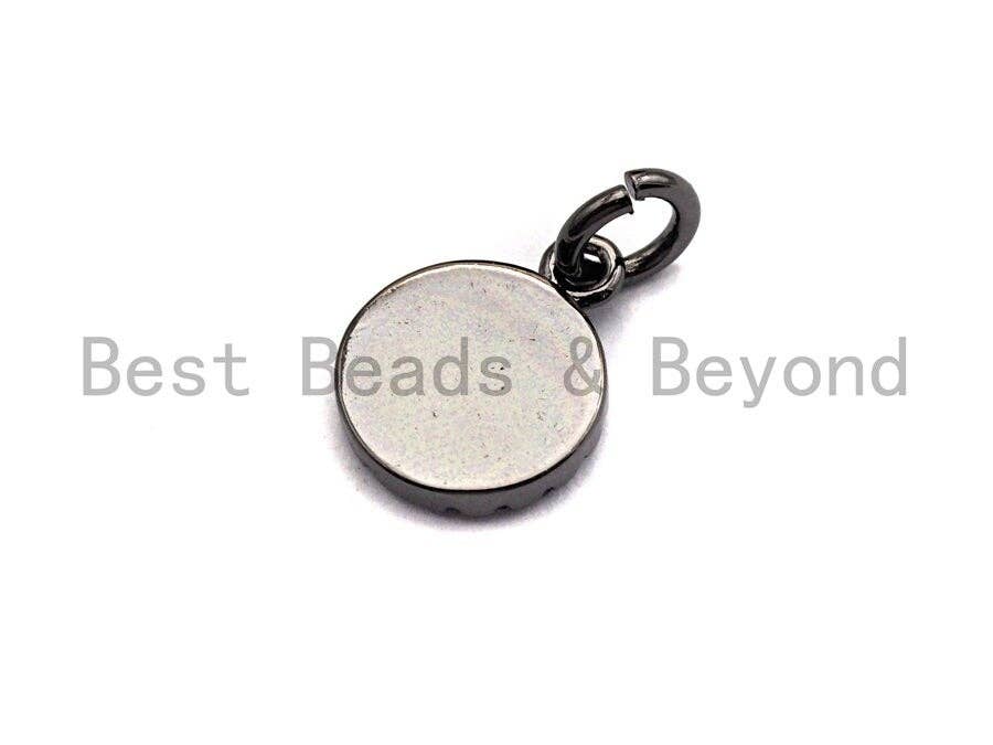 Pave CZ Enamel Round With Blue Evil Eye Charm, Enamel Evil Eye Charm,Enamel Pendant, Oil Drop jewelry Findings,9x11mm,sku#Z384