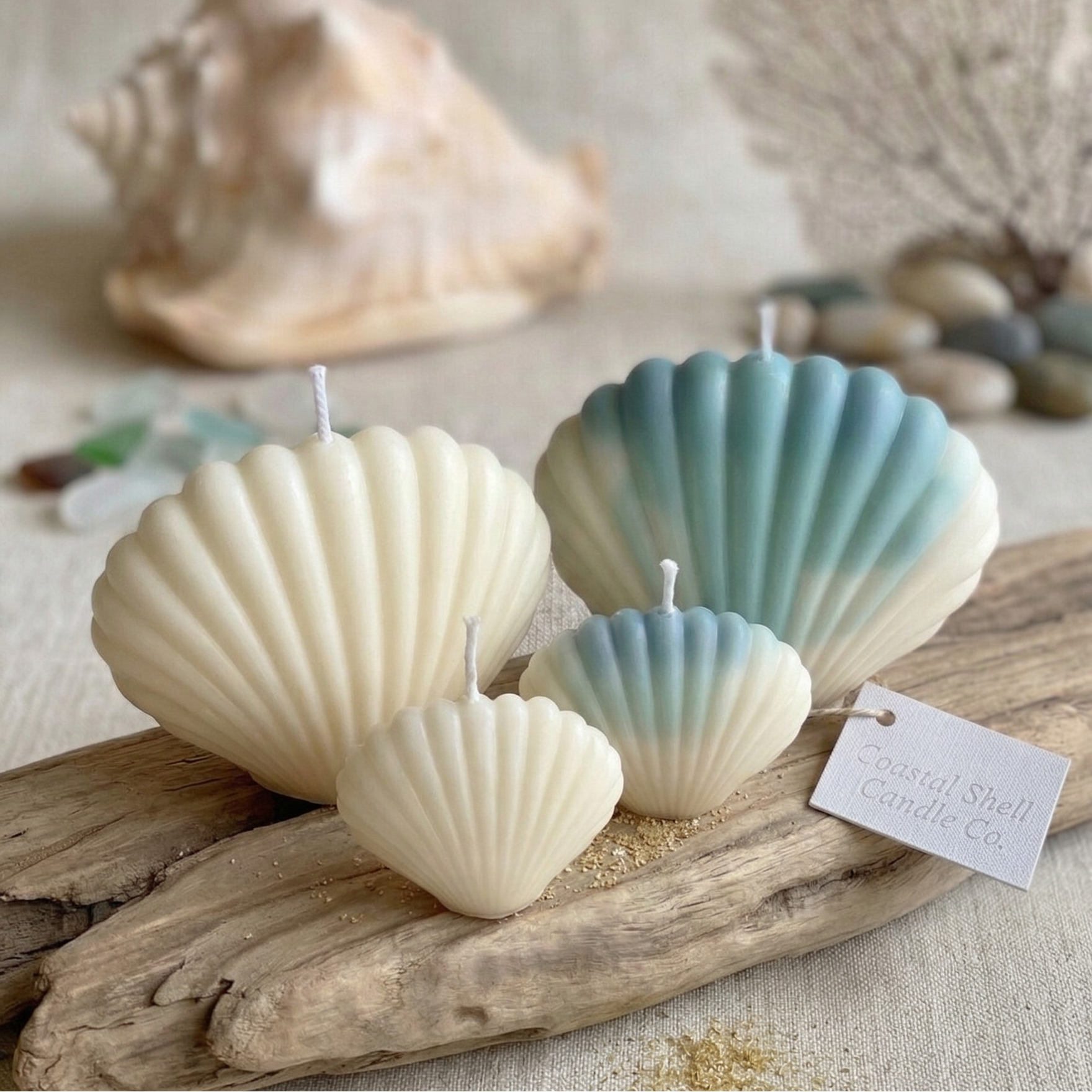 Shell Candle | Handmade Coastal Decor