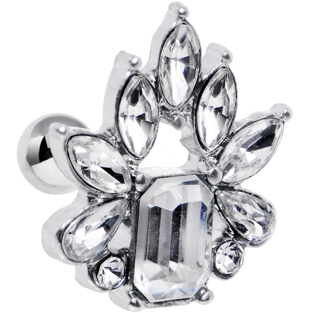 16G 1/4 Clear Gem Flower Tiara Amulet Cartilage Tragus Earring