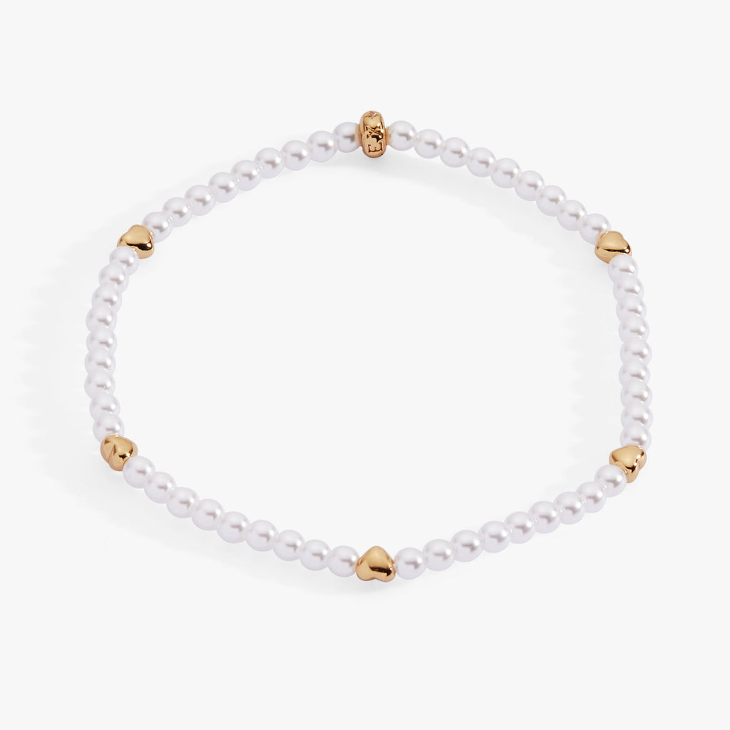 Heart and Pearl Stretch Bracelet