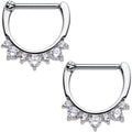 14G 1/2 Clear Gem Septet Nipple Clicker Set