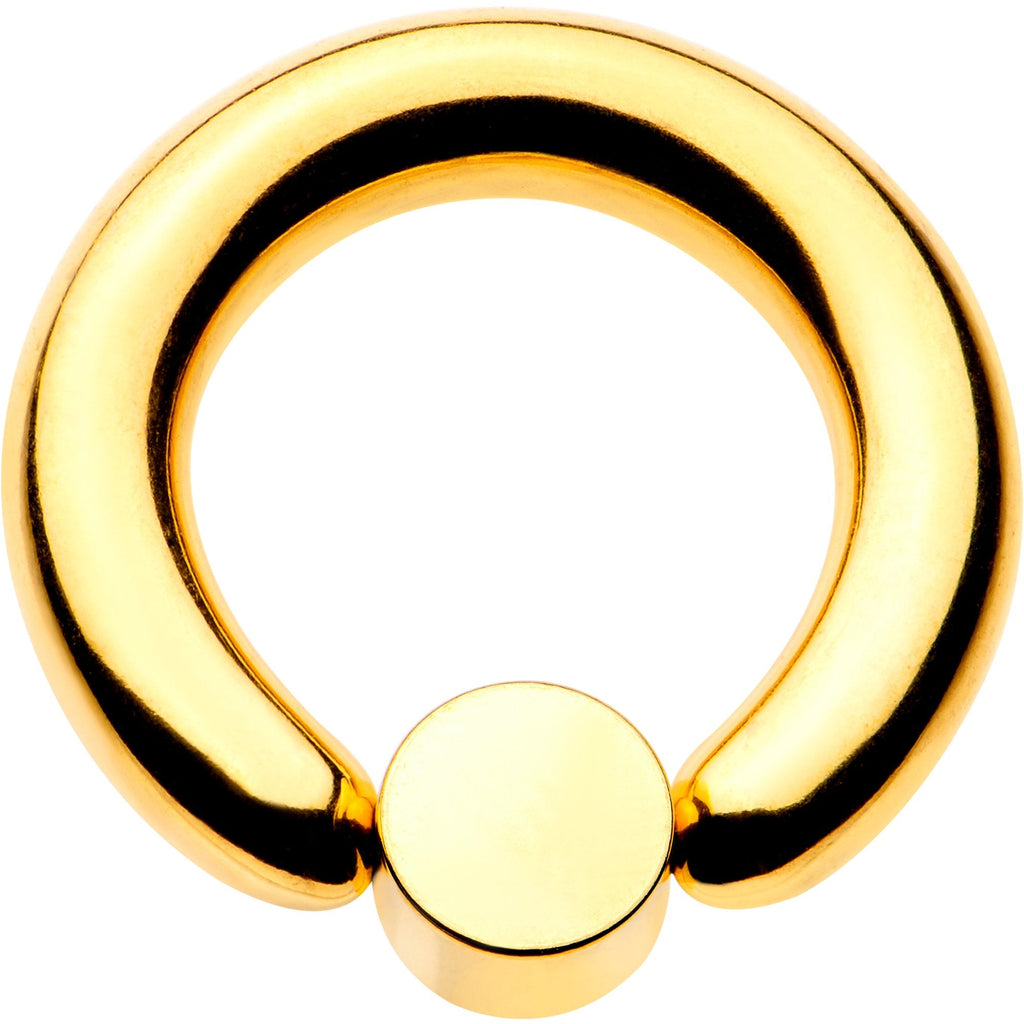 6G 1/2 Clear Gem 6mm Disc Gold IP BCR Captive Ring