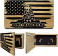 Dont Tread on Me Concealment Shelf - Quick Access Patriotic Hidden Gun Storage with Magnetic Lock - Safe & Secure Gun Concealment Furniture (Distressed)