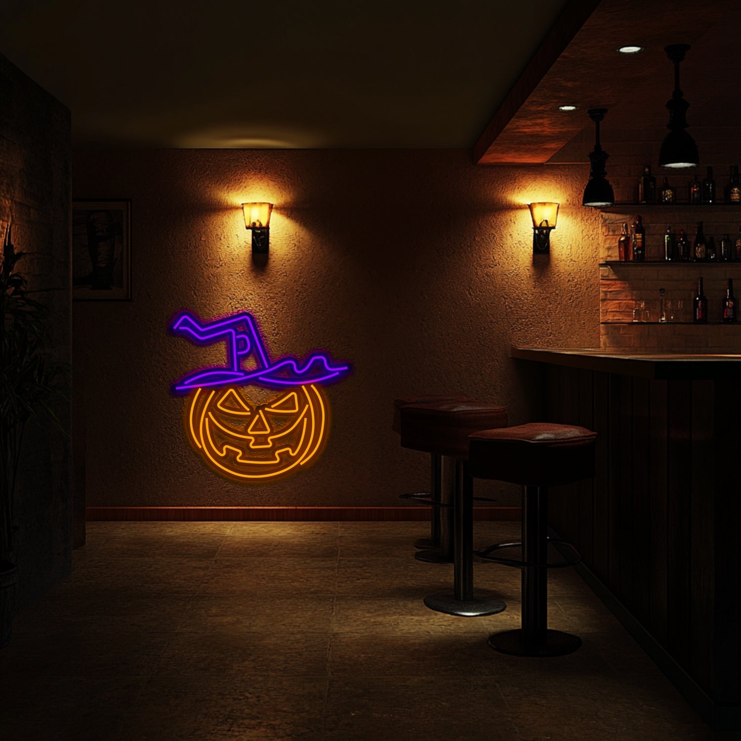 Pumpkin  Metal Neon Wall Art- LN0212