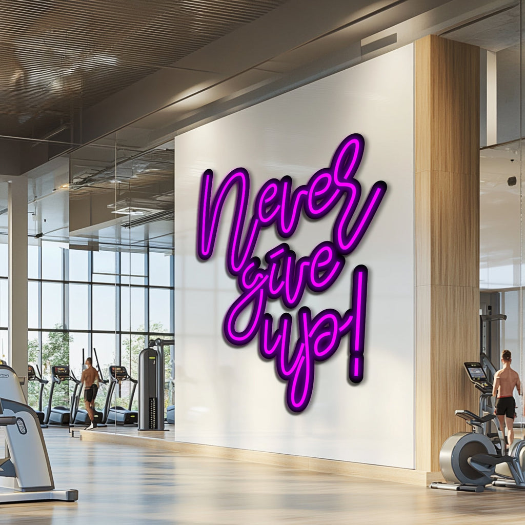 Never Give Up Metal Neon Wall Art- LN0224
