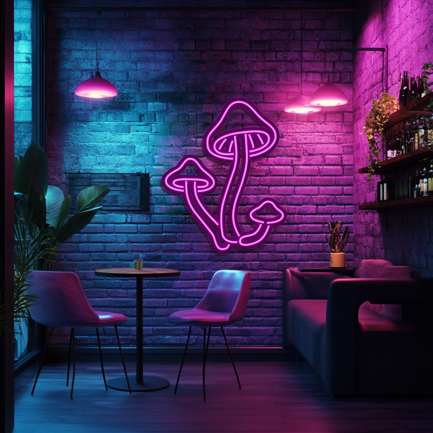 Mushrooms Metal Neon Wall Art- LN0163