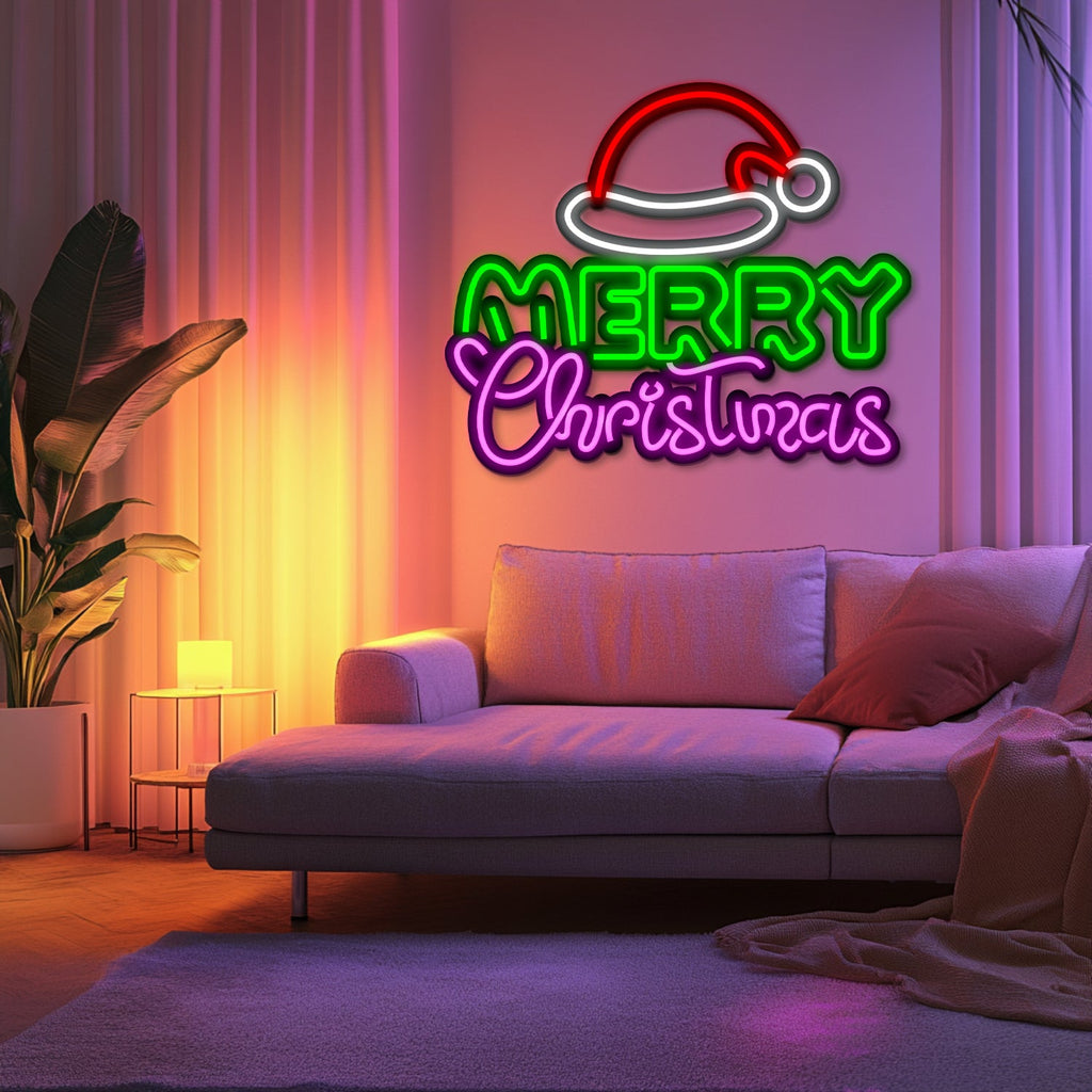 Merry Christmas Metal Neon Wall Art- LN0180