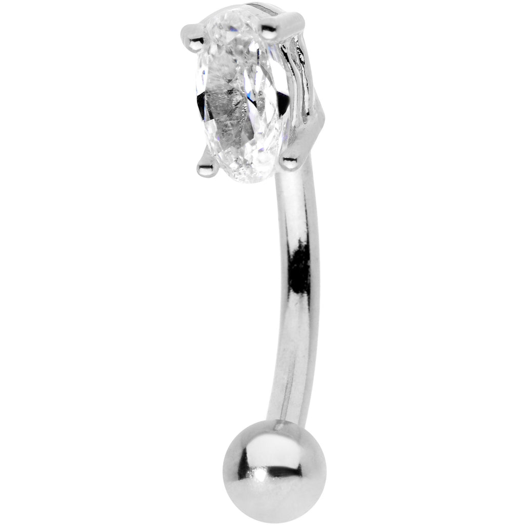 5/16 Clear CZ Gem Big Bling Curved Eyebrow Ring