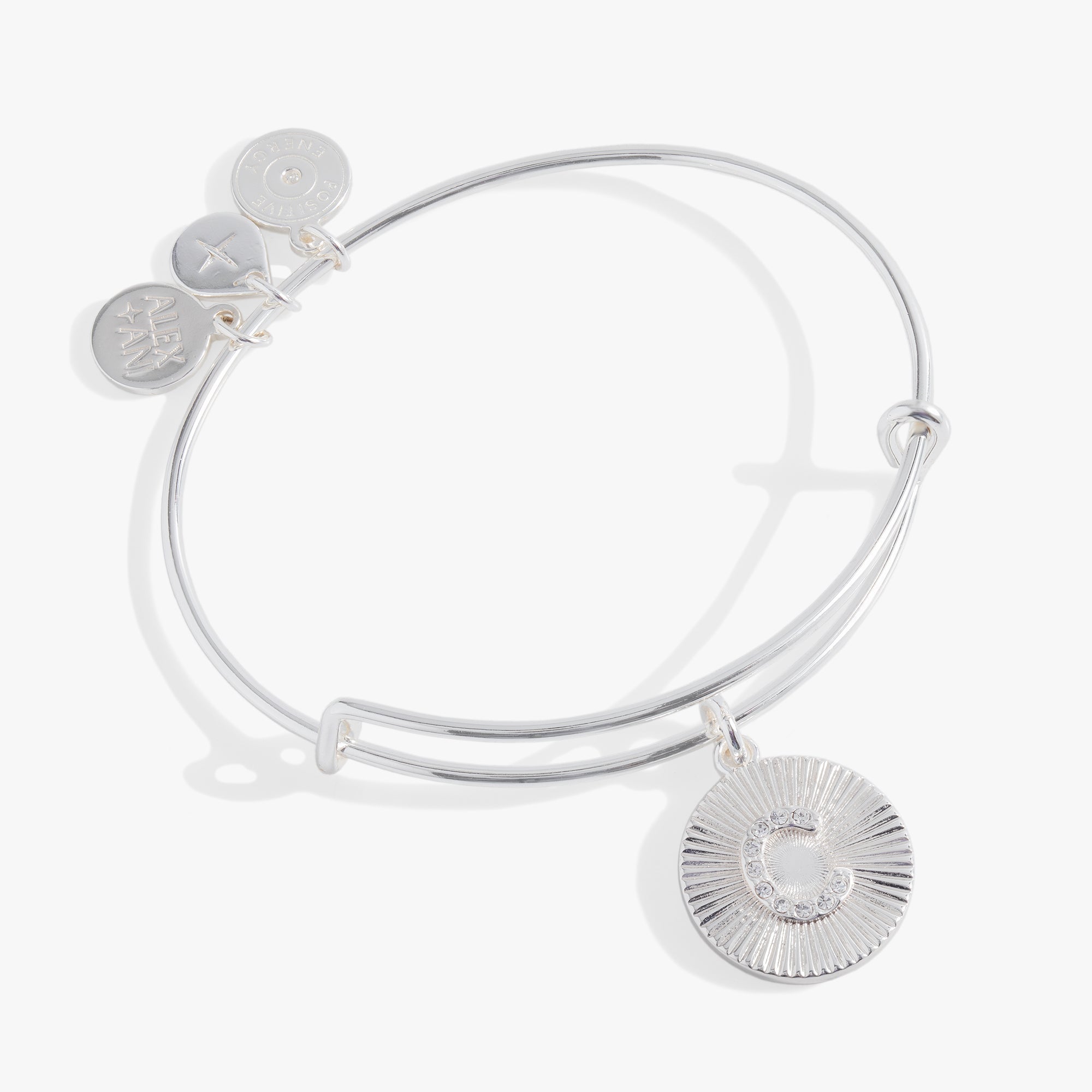 Initial C Pave Starburst Texture Bangle