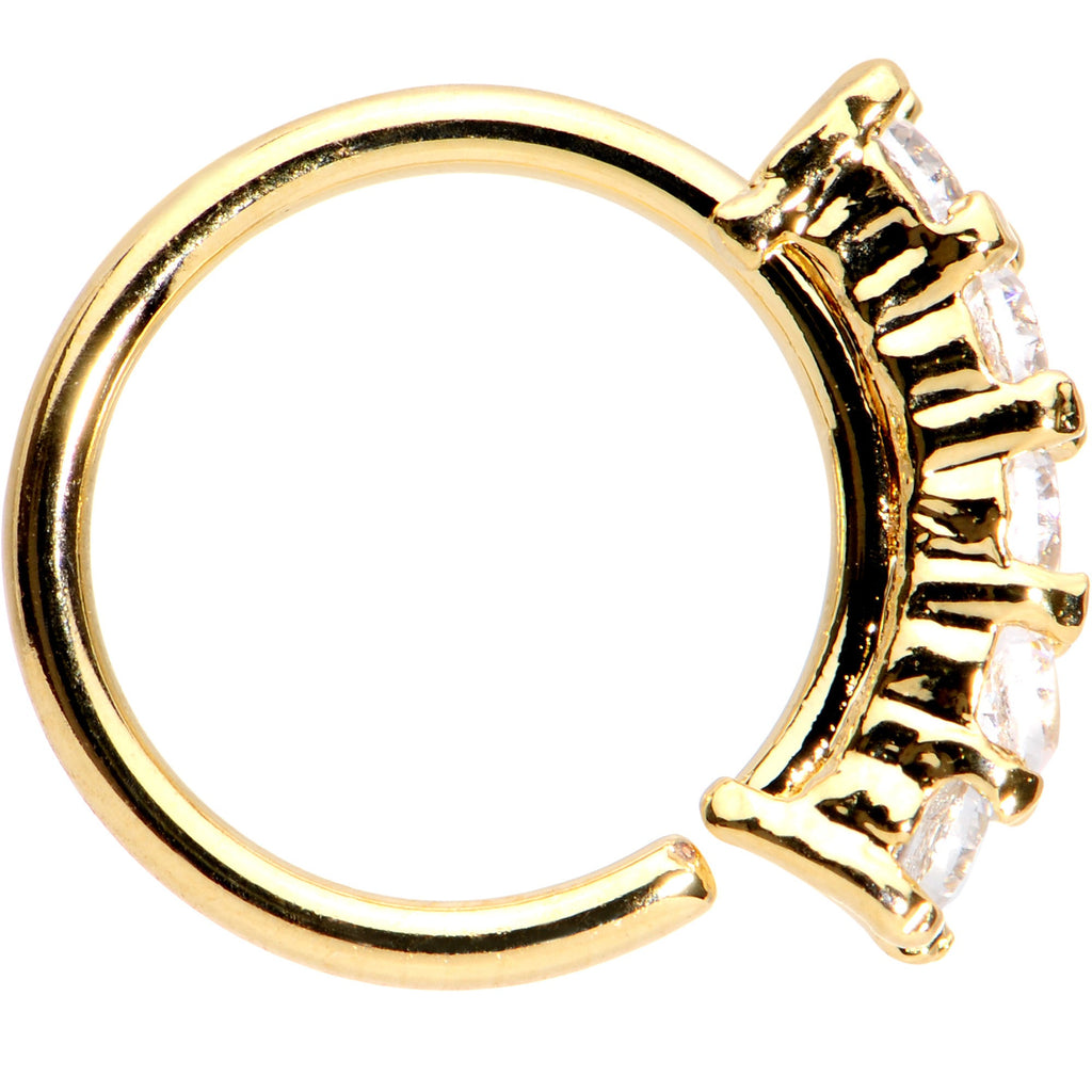 18G 5/16 Clear CZ Gold IP Quintet Seamless Circular Ring