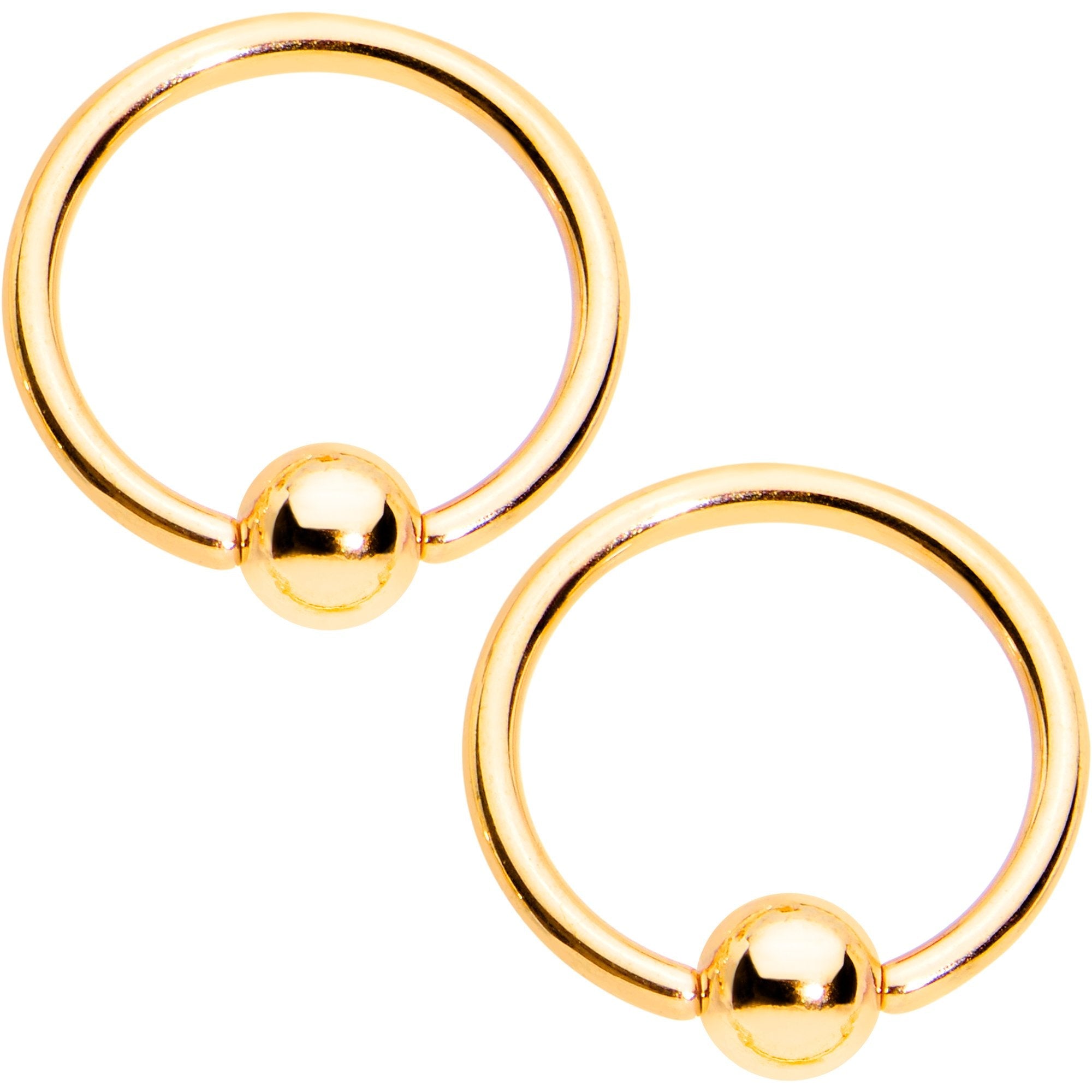 14G Rainbow Gem Star Gold Tone BCR Ring Barbell Nipple Ring Set